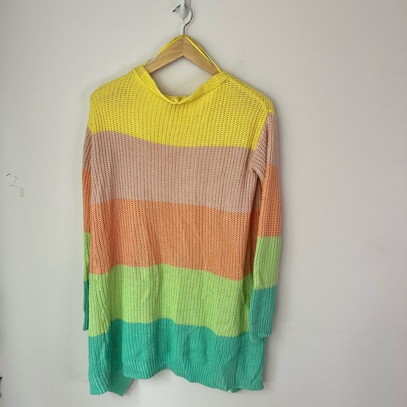 Pastel Rainbow Striped Cardigan Sherbet Cute Long - Picture 5 of 5